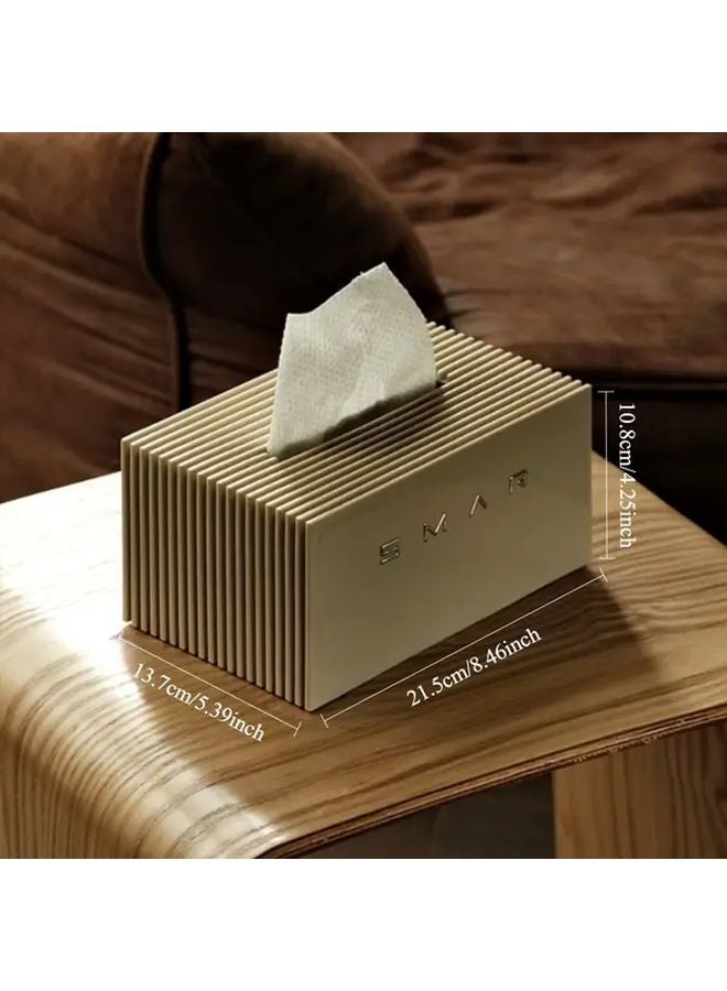 Cream White Large Capacity Tissue Box Holder With Lid Bathroom Desk Storage Organizer - Image 3